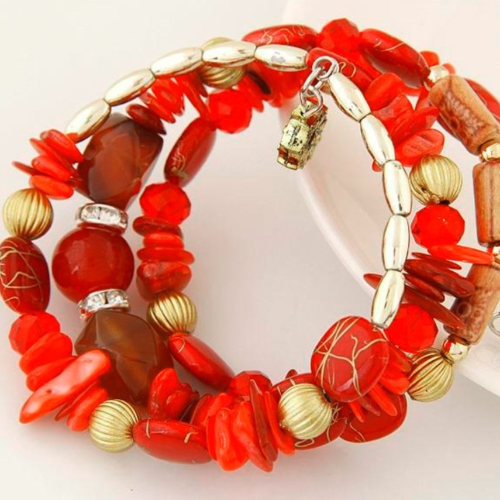 Bohemian Natural Stone Bracelet - Red